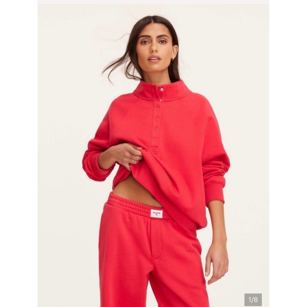 Parke x target red snap mockneck pullover